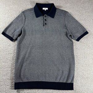 Reiss Men's Grey and Navy Short-Sleeve Polo